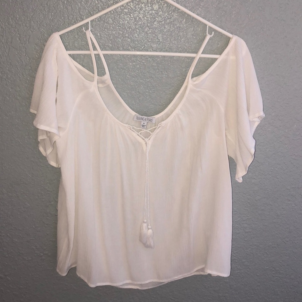 off the shoulder white shirt